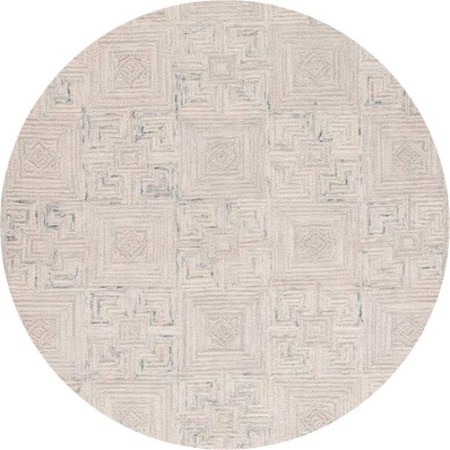 Safavieh 6 x 6 ft. Ikat Global Hand-Tufted Round Rug; Ivory & Grey IKT802B-6R
